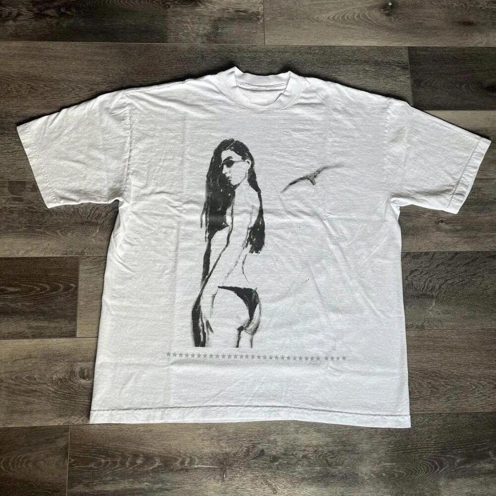 White Graphic Tee With A Bold Black Design